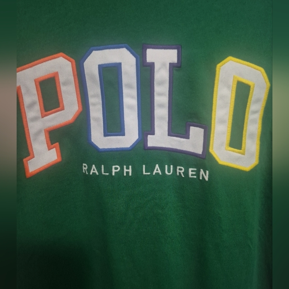 Polo Ralph Lauren POLO Logo T Shirt Green Multicolor Spellout - Picture 3 of 5